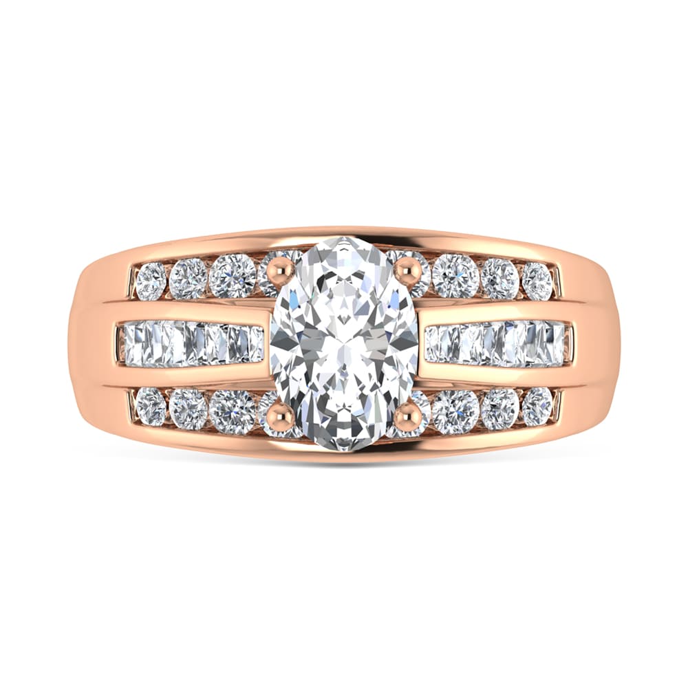 10K Rose Gold Lab Grown Diamond 1 3/4 Ct.Tw. Oval Shape Engagement Ring (IGI Certified 1CT)