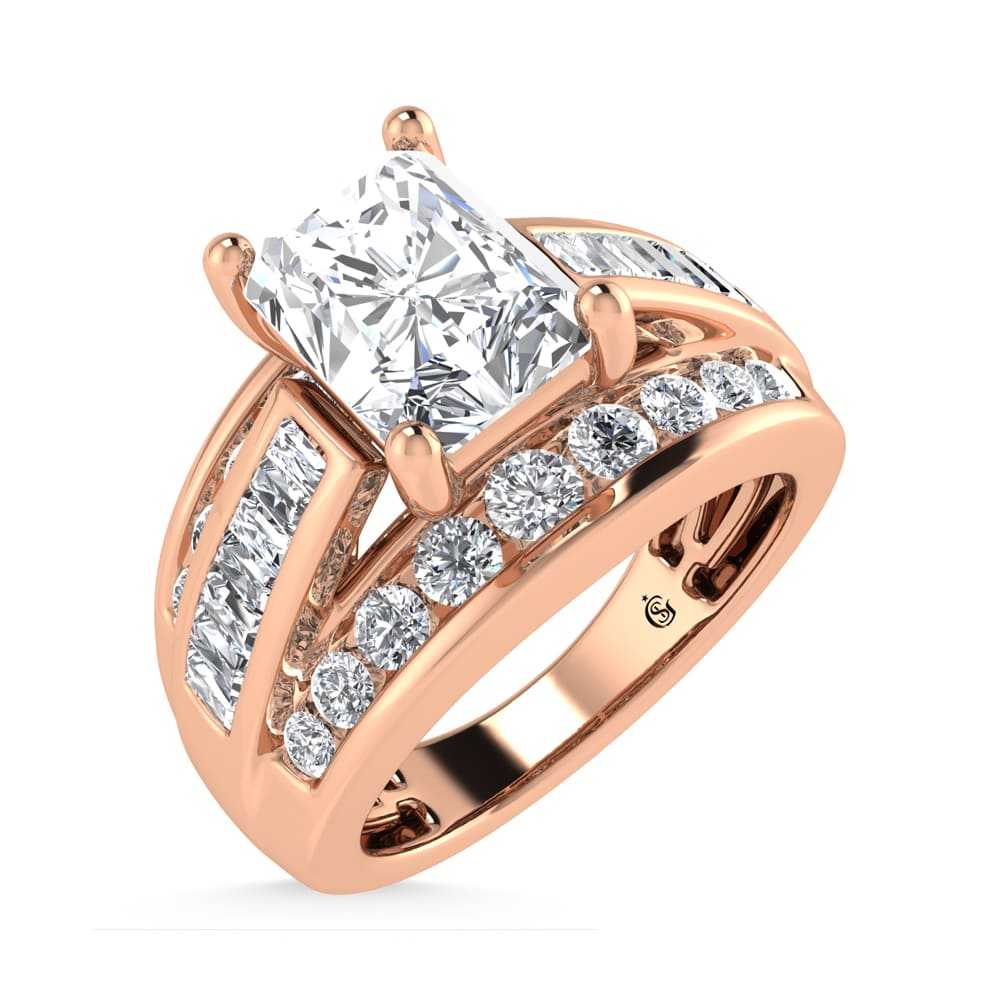 10K Rose Gold Lab Grown Diamond 3 7/8 Ct.Tw. Radiant Shape Engagement Ring (IGI Certified 2CT)