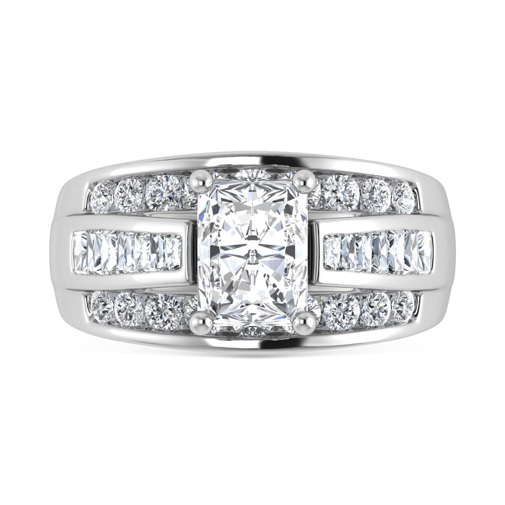 14K White Gold Lab Grown Diamond 2 7/8 Ct.Tw. Radiant Shape Engagement Ring (Center 2CT)