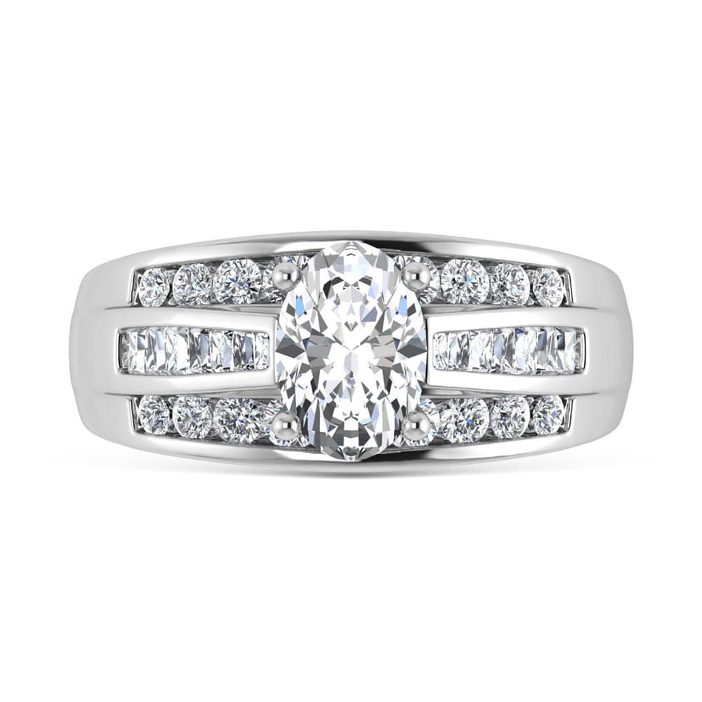 10K White Gold Lab Grown Diamond 2 1/4 Ct.Tw. Oval Shape Engagement Ring (IGI Certified 1 1/2 CT)