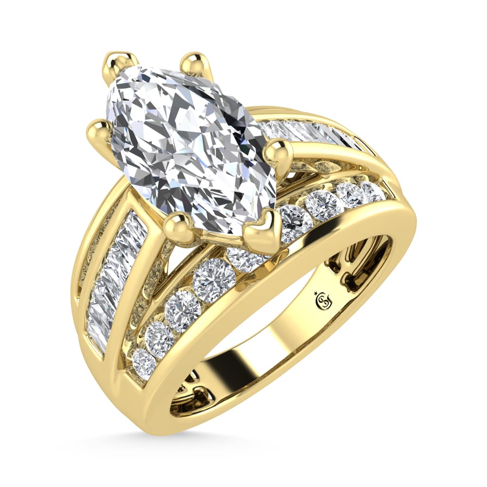 14K Yellow Gold Lab Grown Diamond 2 7/8 Ct.Tw. Marquise Shape Engagement Ring (Center 2CT)