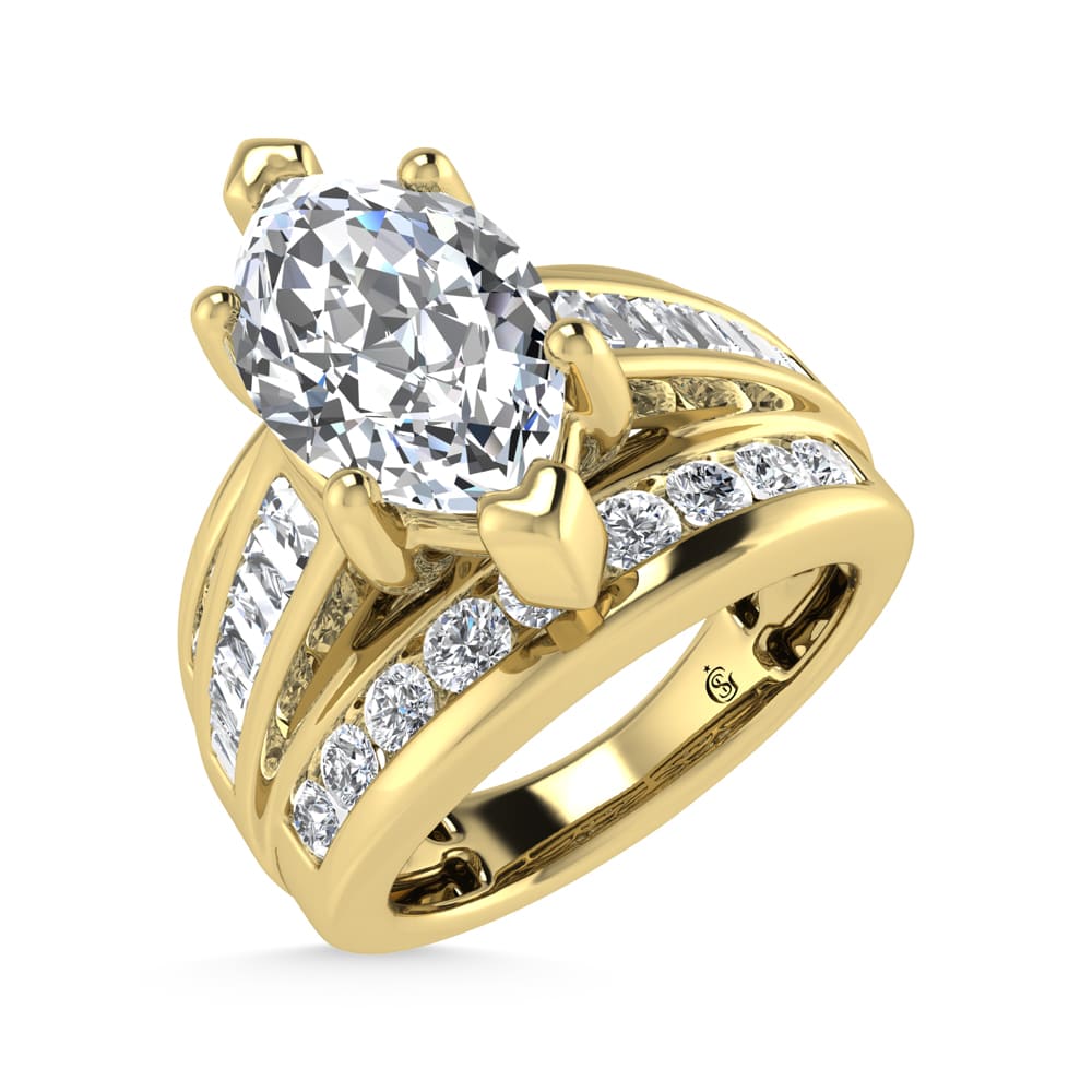 10K Yellow Gold Lab Grown Diamond 1 3/4 Ct.Tw. Marquise Shape Engagement Ring (IGI Certified 1CT)