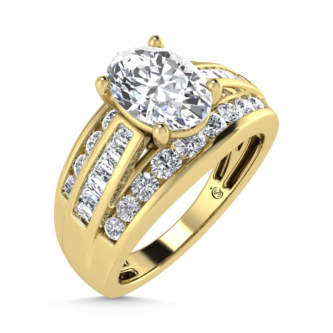 10K Yellow Gold Lab Grown Diamond 1 3/4 Ct.Tw. Oval Shape Engagement Ring (IGI Certified 1CT)