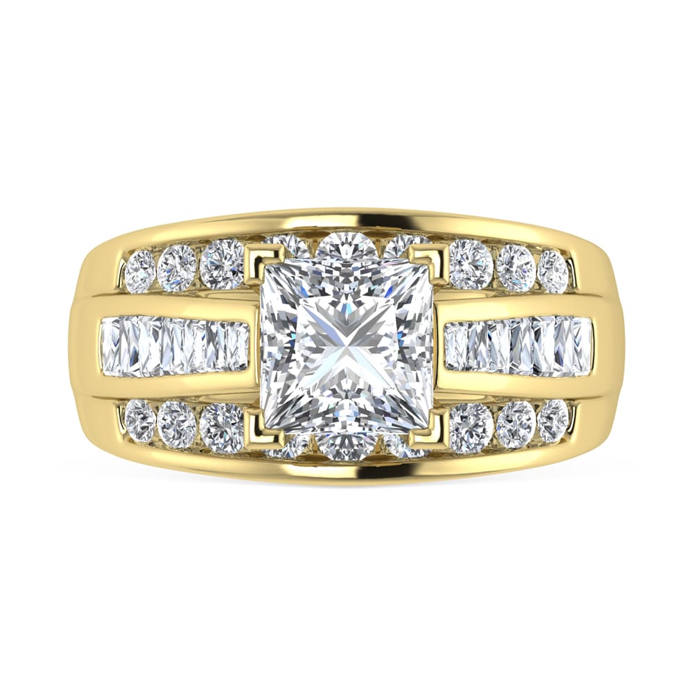 10K Yellow Gold Lab Grown Diamond 1 3/4 Ct.Tw. Princess Shape Engagement Ring (IGI Certified 1CT)