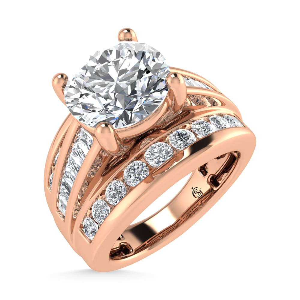 10K Rose Gold Lab Grown Diamond 2 7/8 Ct.Tw. Round Shape Engagement Ring (IGI Certified 2CT)