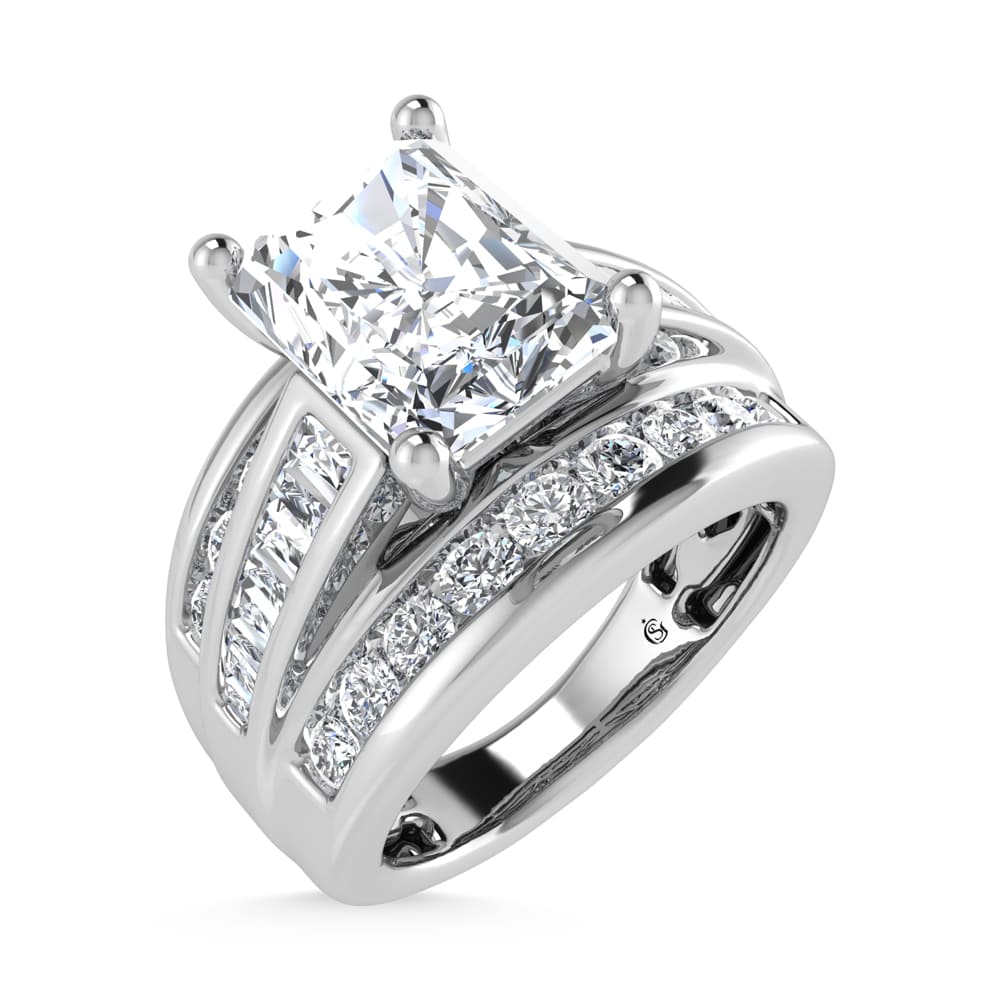 14K White Gold Lab Grown Diamond 6 Ct.Tw. Radiant Shape Engagement Ring (IGI Certified 5CT)