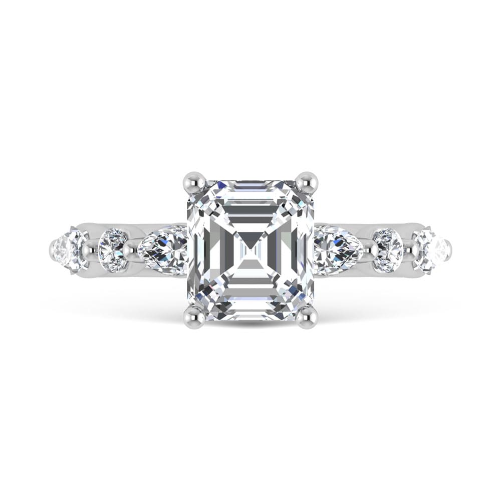 14K White Gold Lab Grown Diamond 3 5/8 Ct.Tw. IGI Certified Marquise and Round Shape Halo Engagement Ring (Center Radiant)