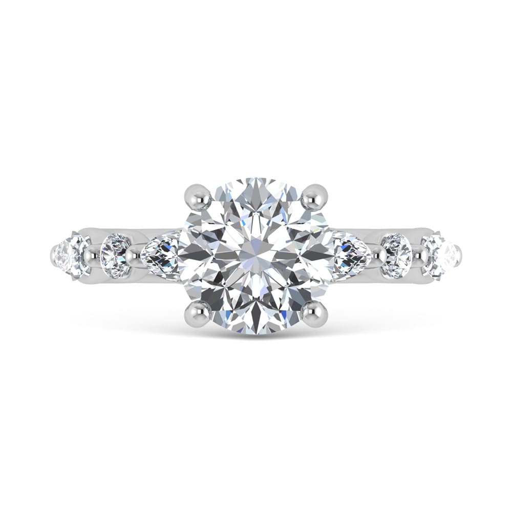 14K White Gold Lab Grown Diamond 3 5/8 Ct.Tw. IGI Certified Marquise and Round Shape Halo Engagement Ring (Center Round)