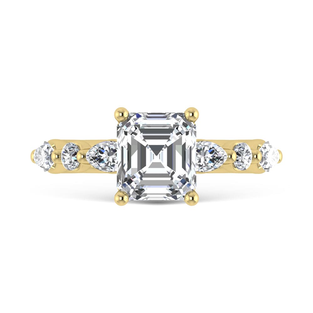 14K Yellow Gold Lab Grown Diamond 3 5/8 Ct.Tw. IGI Certified Marquise and Round Shape Halo Engagement Ring (Center Radiant)