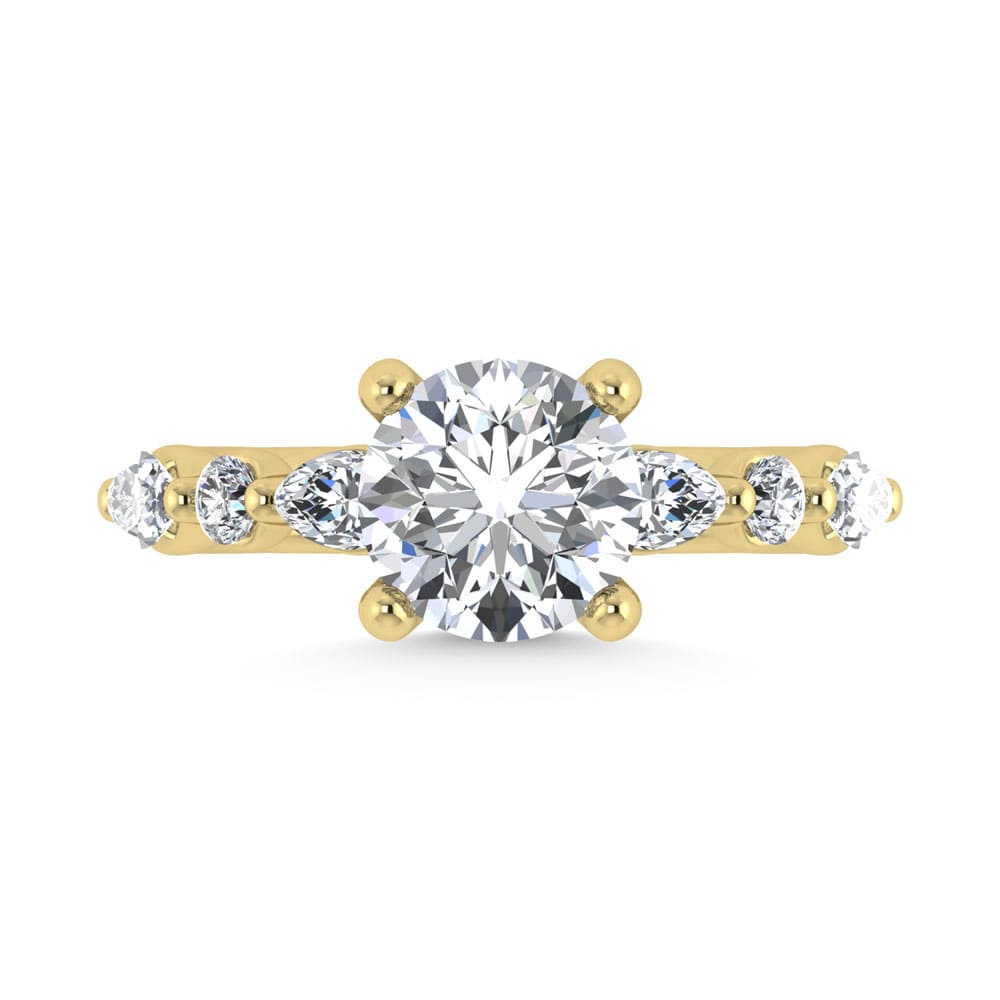 14K Yellow Gold Lab Grown Diamond 2 5/8 Ct.Tw. IGI Certified Marquise and Round Shape Halo Engagement Ring (Center Round)