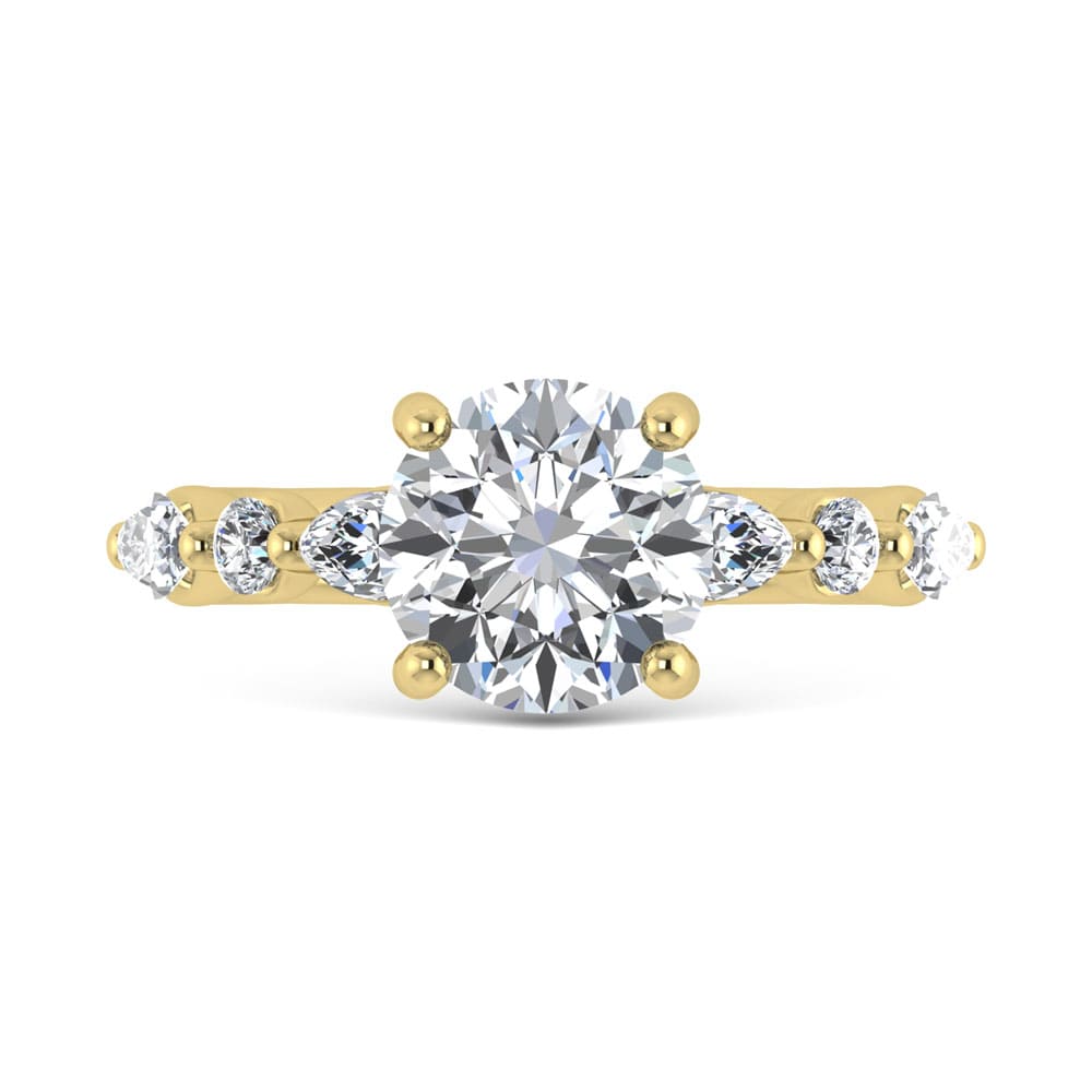 14K Yellow Gold Lab Grown Diamond 3 5/8 Ct.Tw. IGI Certified Marquise and Round Shape Halo Engagement Ring (Center Round)