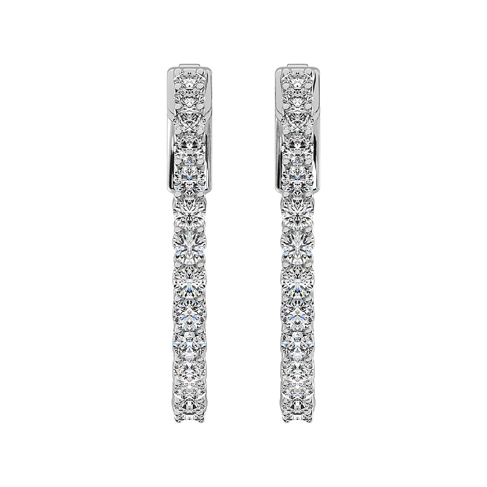 14K White Gold Lab Grown Diamond 1 Ct.Tw. In and Out Hoop Earrings (3/4 inches)