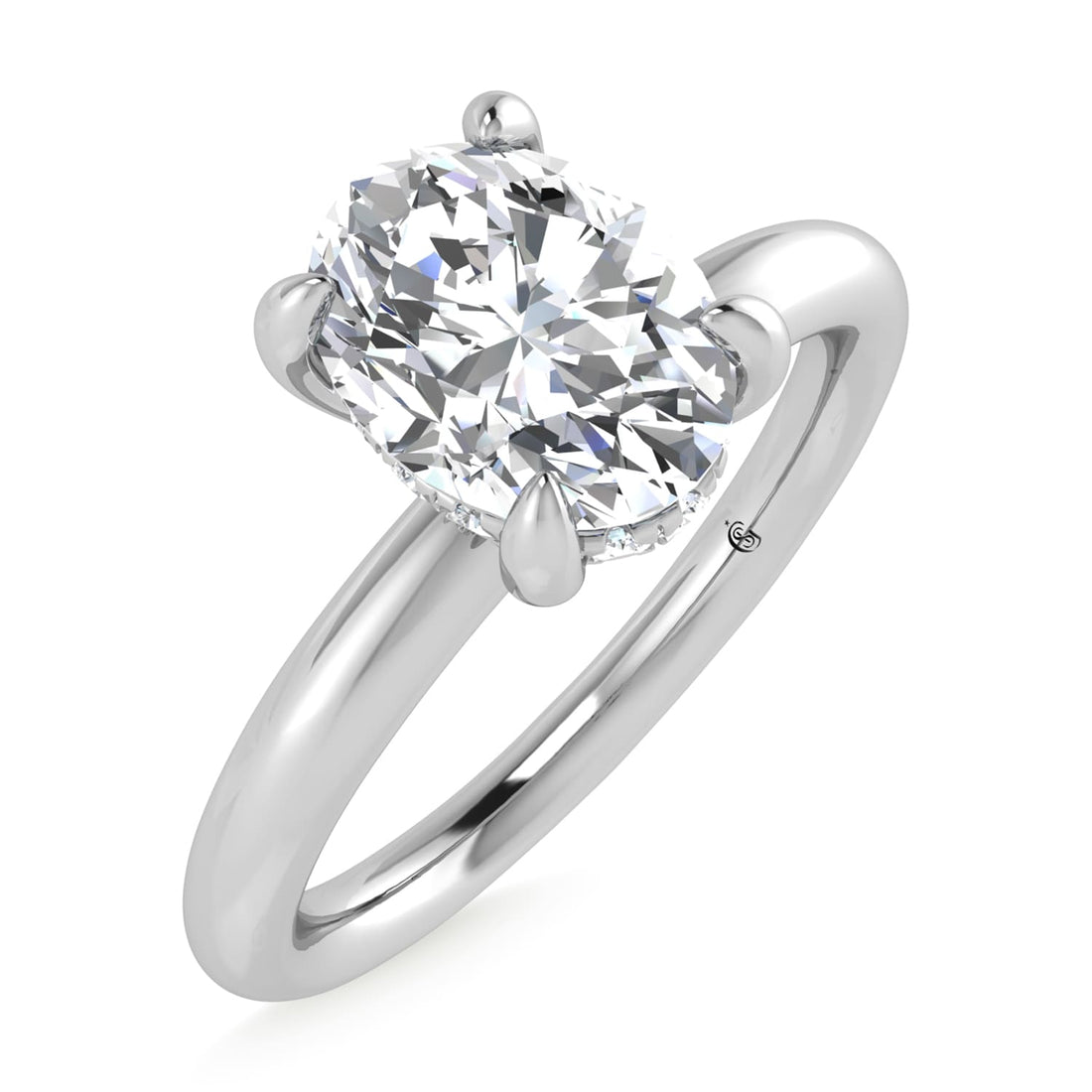 14K White Gold Lab Grown Diamond 1 1/20Ct.Tw. Oval Shape IGI Certified Engagement Ring (Center 1ct)