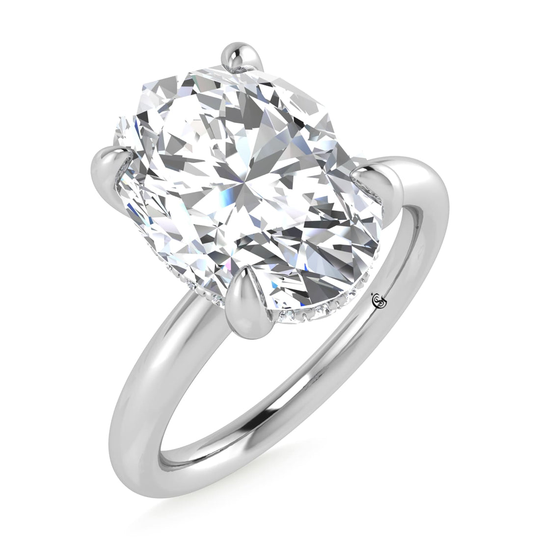 14K White Gold Lab Grown Diamond 2 1/20 Ct.Tw. Oval Shape IGI Certified Engagement Ring (Center 2ct)