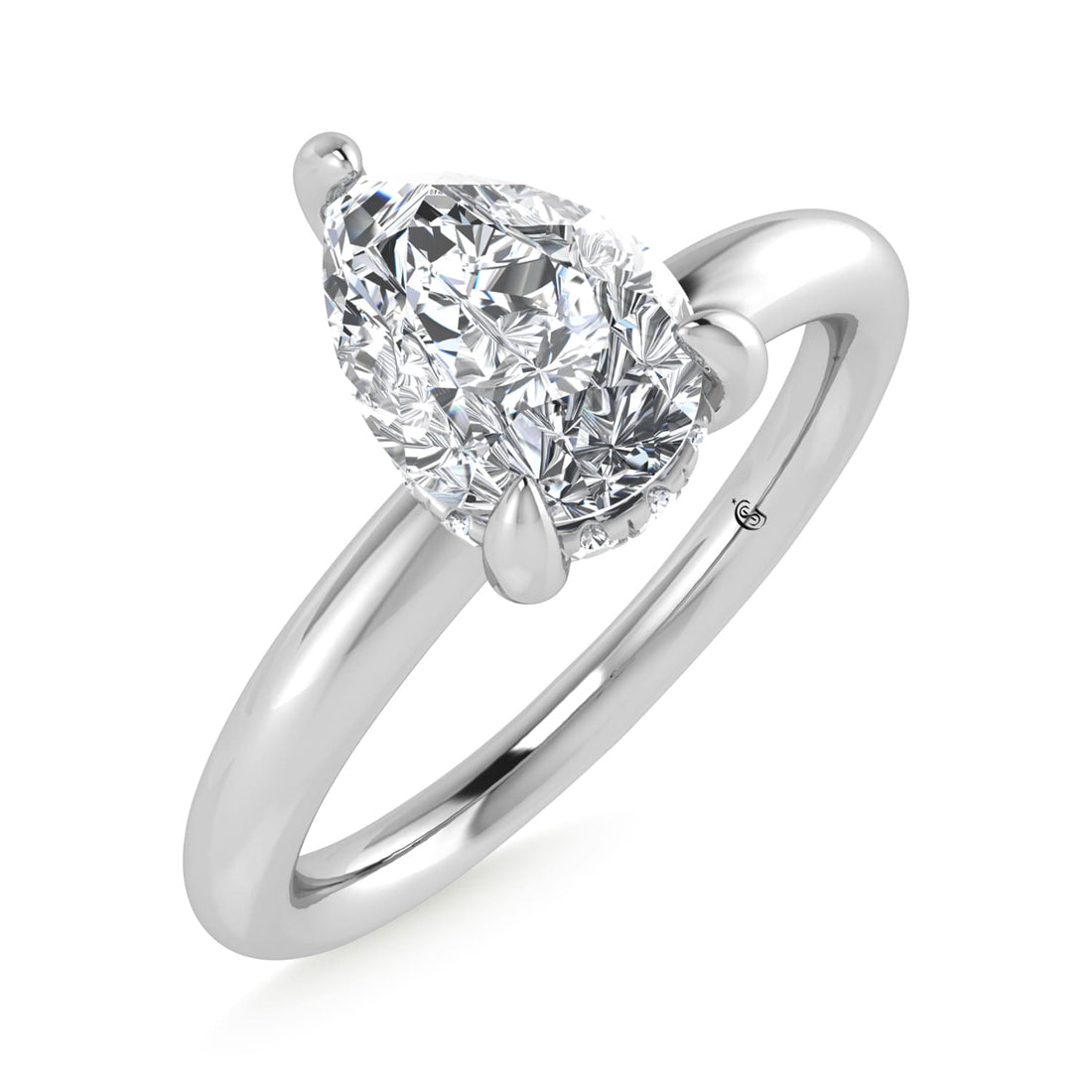 14K White Gold Lab Grown Diamond 1 1/20Ct.Tw. Pear Shape IGI Certified Engagement Ring (Center 1ct)