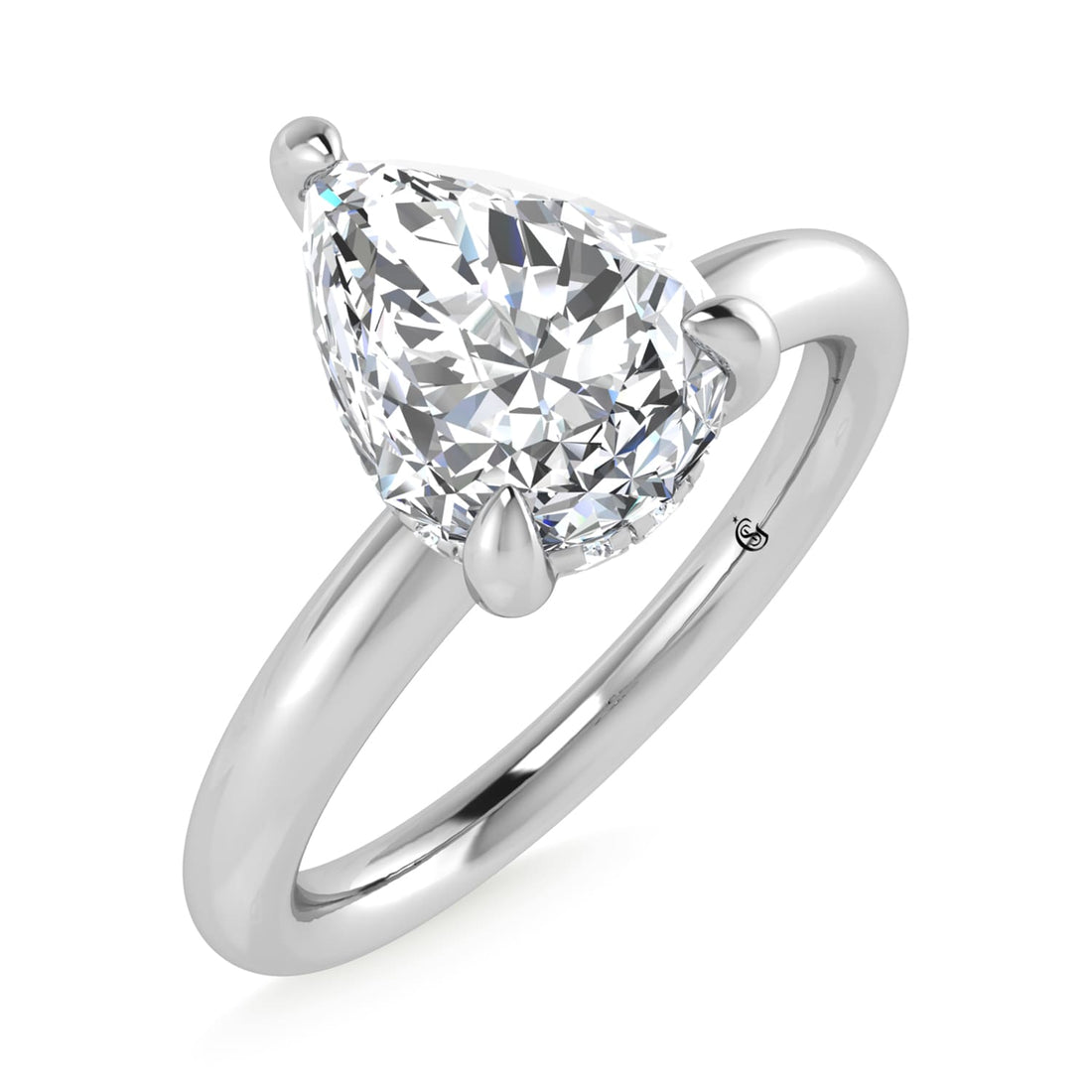 14K White Gold Lab Grown Diamond 1 1/2 Ct.Tw. Pear Shape IGI Certified Engagement Ring (Center 1.5ct)