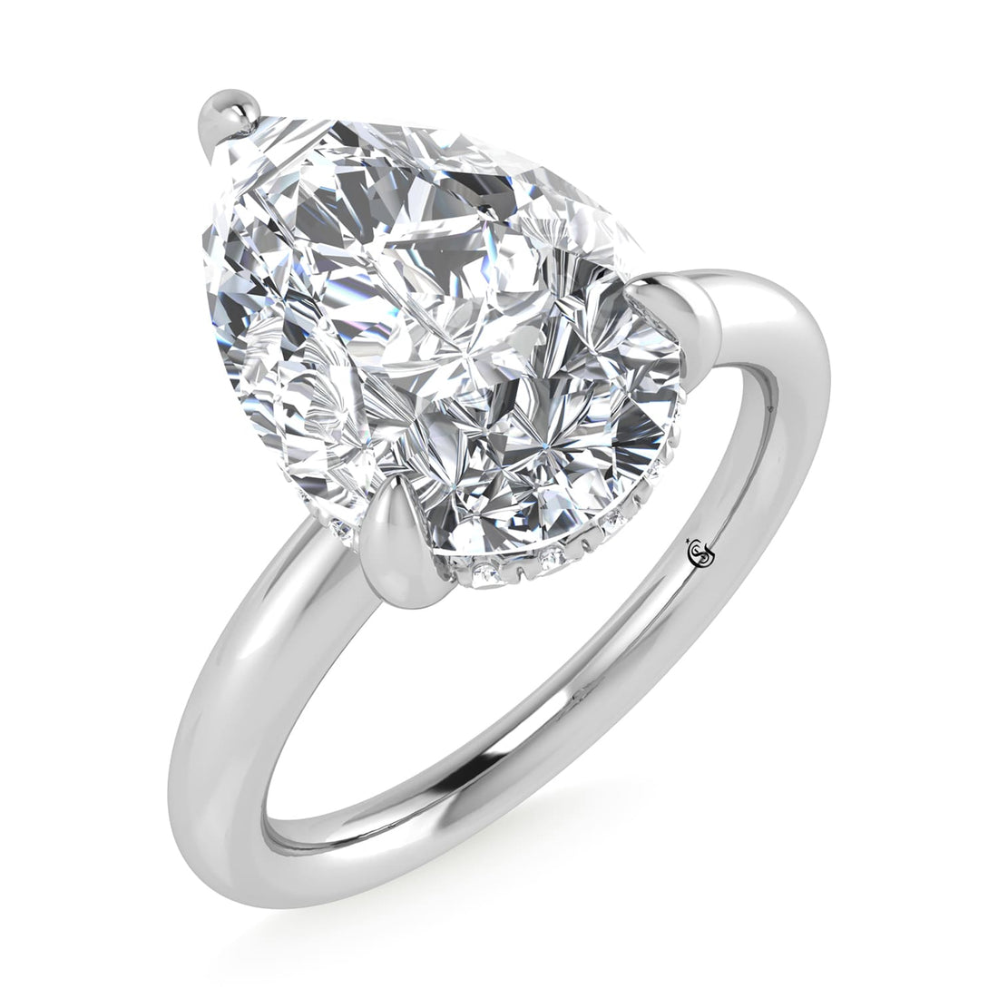 14K White Gold Lab Grown Diamond 3 1/20 Ct.Tw. Pear Shape IGI Certified Engagement Ring (Center 3ct)