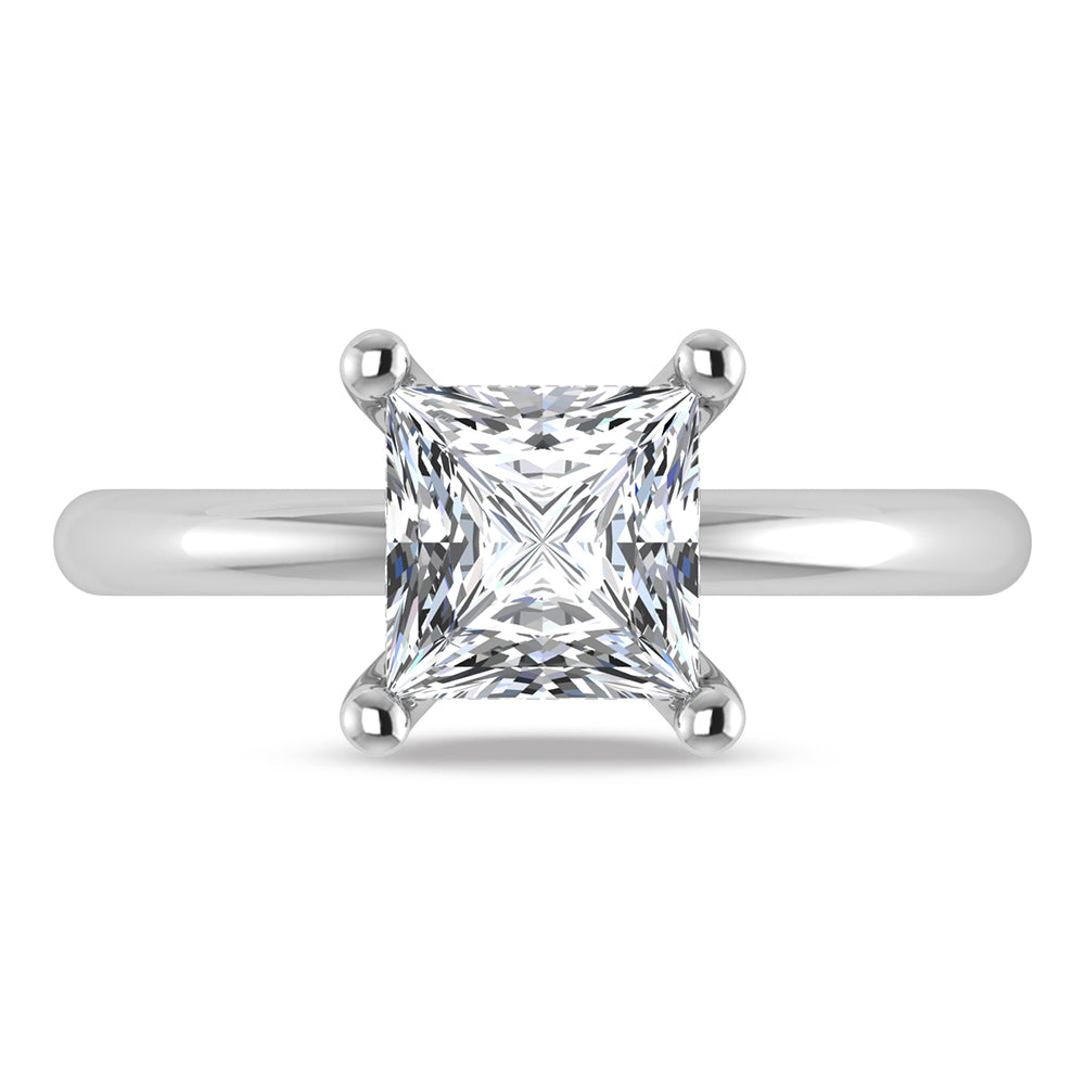 14K White Gold Lab Grown Princess Shape Lab Grown Diamond 1 1/2 ct.tw. Certified Solitaire Engagement Ring (Center 1 1/2 ctw)