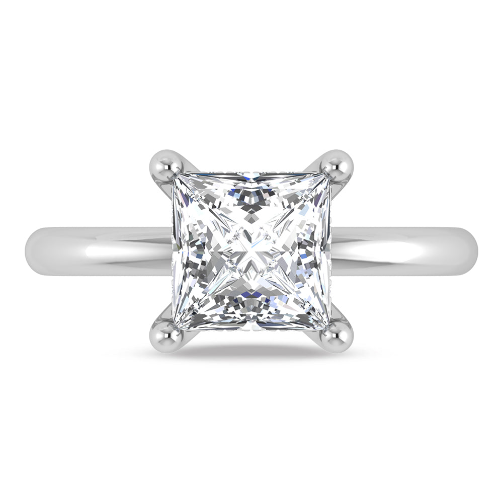 14K White Gold Lab Grown Princess Shape Lab Grown Diamond 2 1/20 ct.tw. Certified Solitaire Engagement Ring (Center 2 ctw)