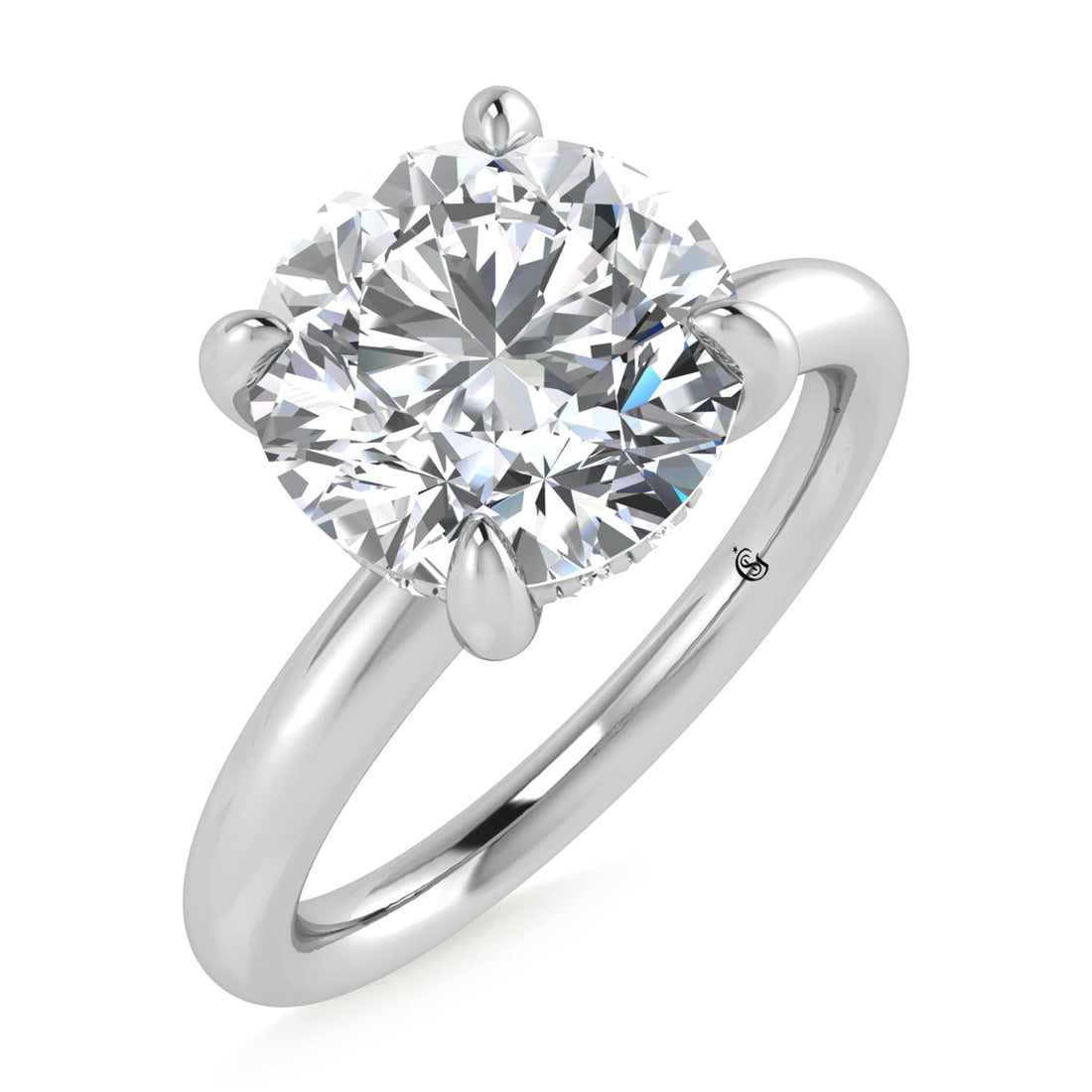 14K White Gold Lab Grown Diamond 2 1/20 Ct.Tw. Round Shape IGI Certified Engagement Ring (Center 2ct)