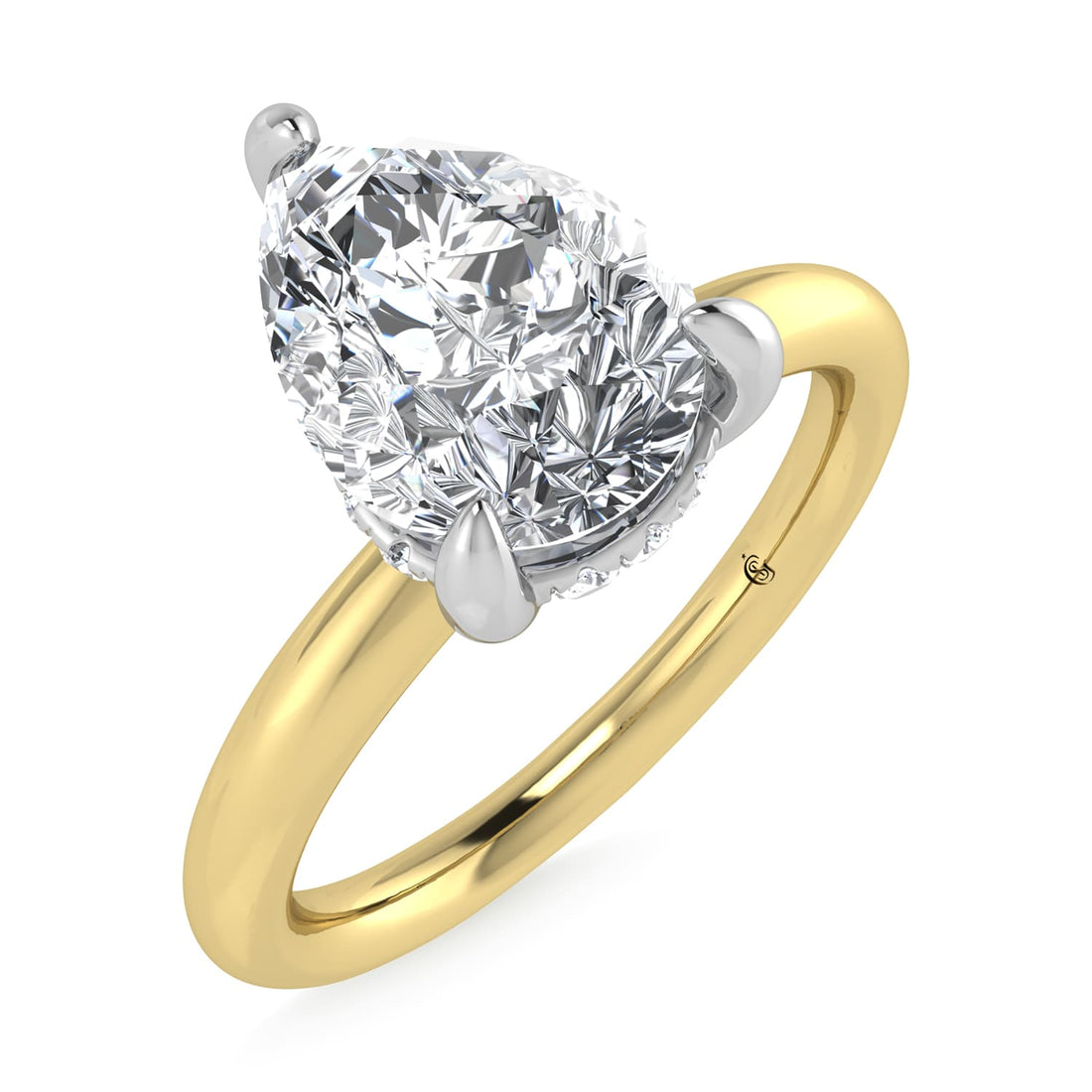 14K White Gold Lab Grown Diamond 2 1/20 Ct.Tw. Pear Shape IGI Certified Engagement Ring (Center 2ct)