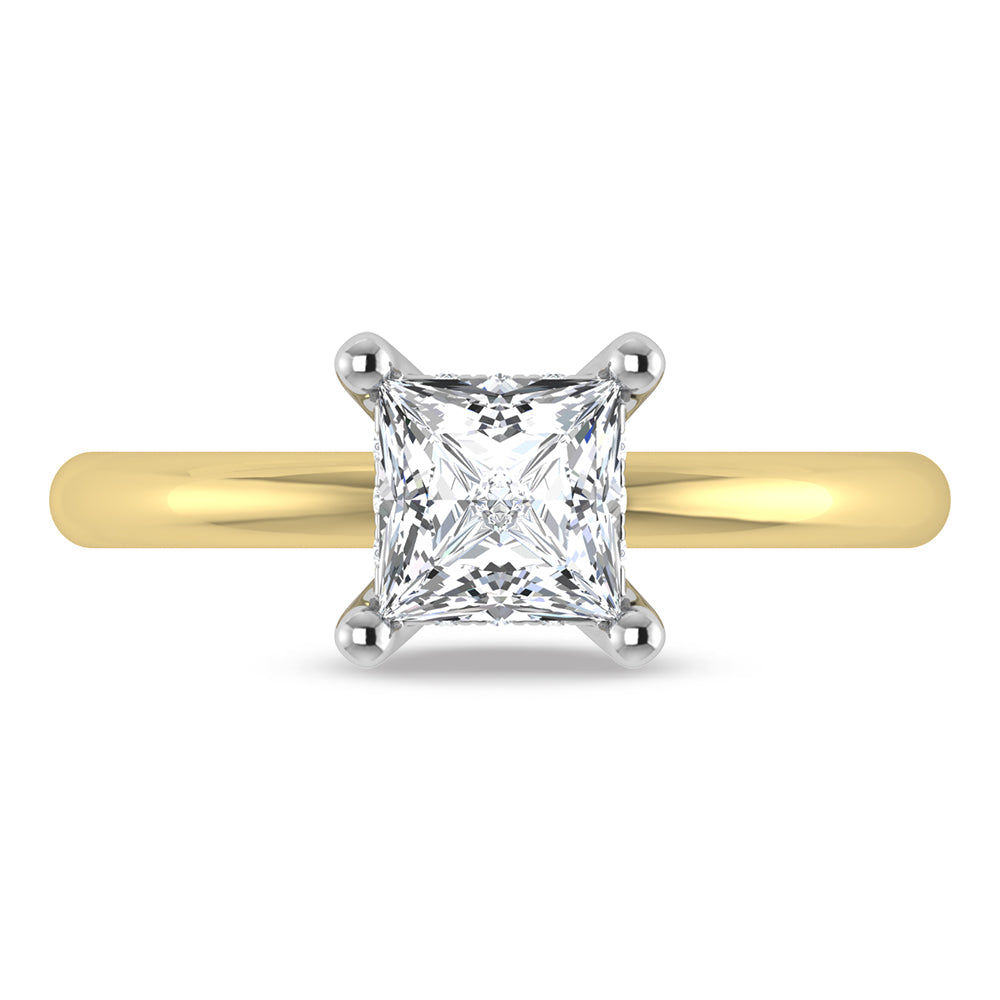 14K Yellow Gold Lab Grown Princess Shape Lab Grown Diamond 1 1/20 ct.tw. Certified Solitaire Engagement Ring (Center 1 ctw)