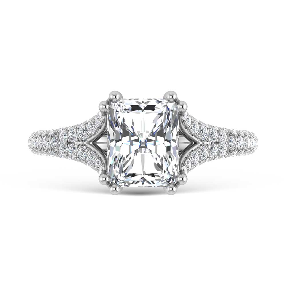 14K White Gold Lab Grown Diamond 2 7/8 Ct.Tw. Radiant Shape Engagement Ring (Center 2CT)