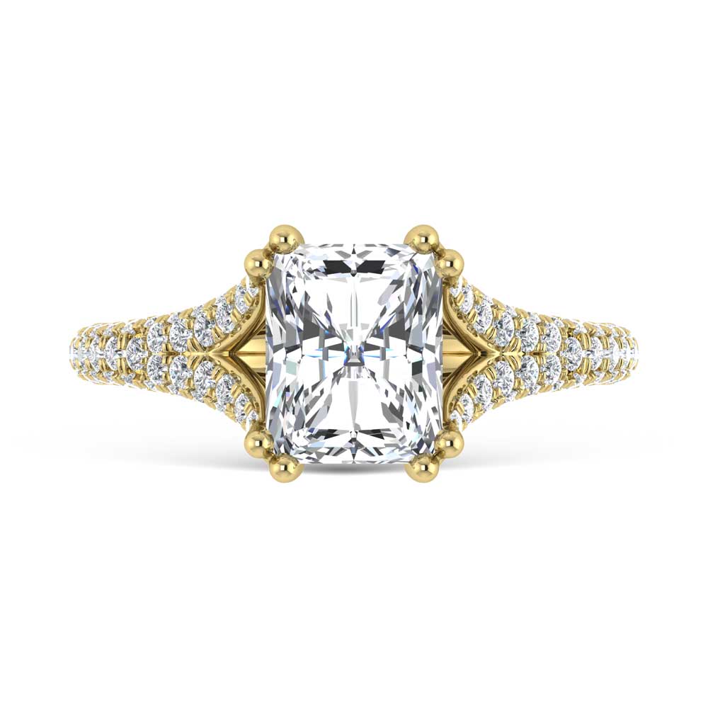 14K Yellow Gold Lab Grown Diamond 2 7/8 Ct.Tw. Radiant Shape Engagement Ring (Center 2CT)