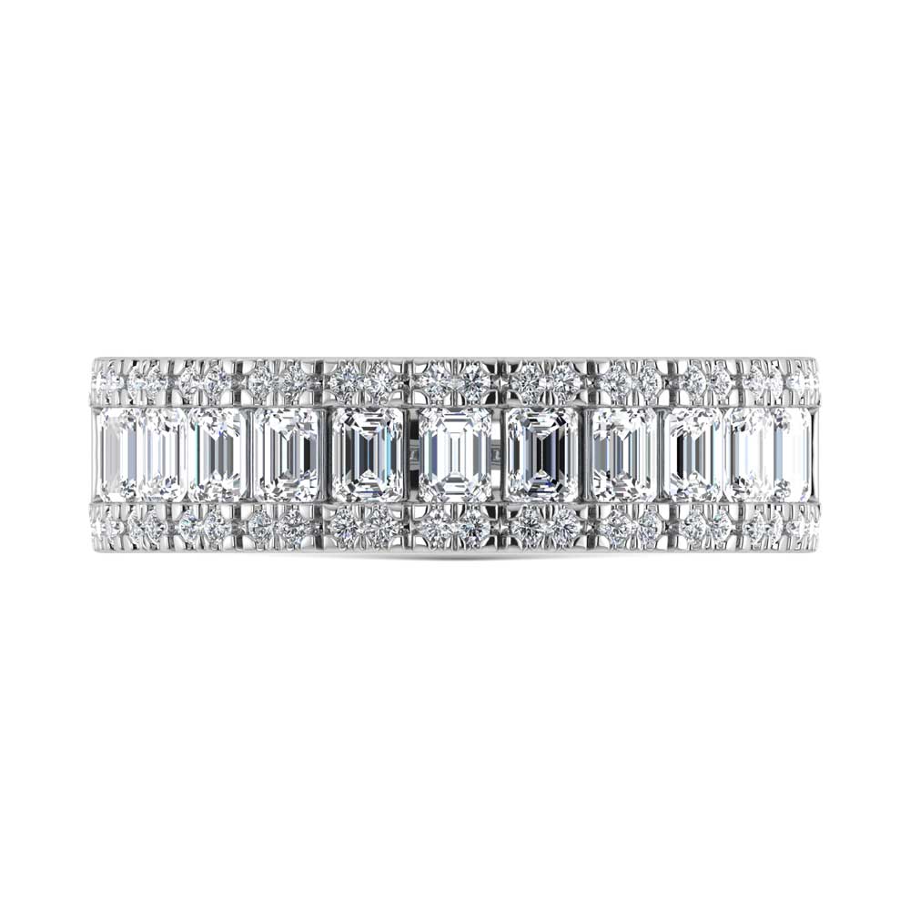 14K White Gold Lab Grown Diamond 1 5/8 Ct.Tw. Round and Emerald Shape Half Way Eternity Band