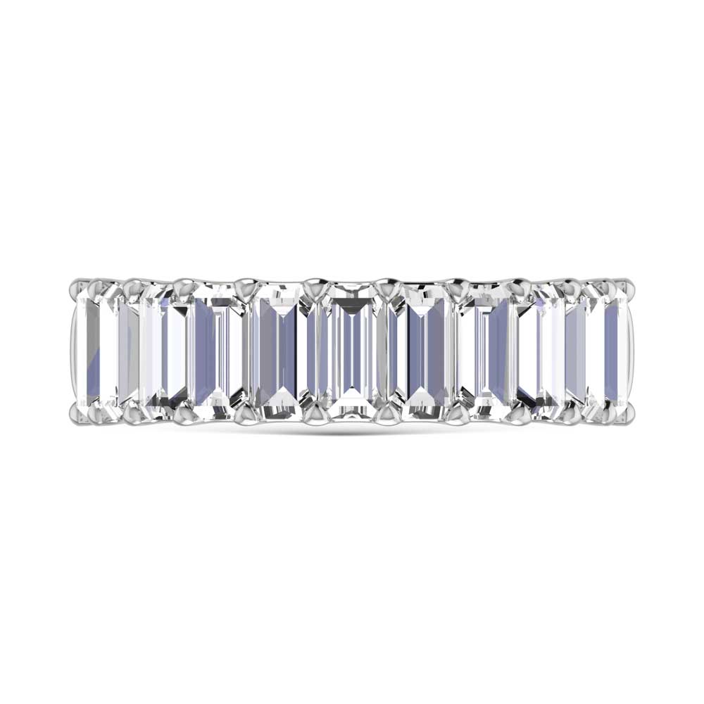 14K White Gold Lab Grown Diamond 2 1/5 Ct.Tw. Emerald Shape Half Way Eternity Band