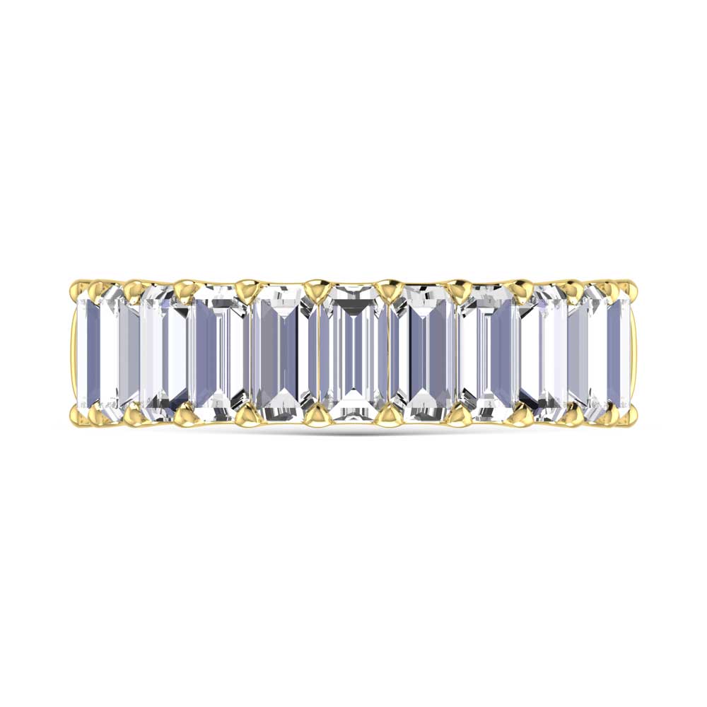 14K Yellow Gold Lab Grown Diamond 2 1/5 Ct.Tw. Emerald Shape Half Way Eternity Band