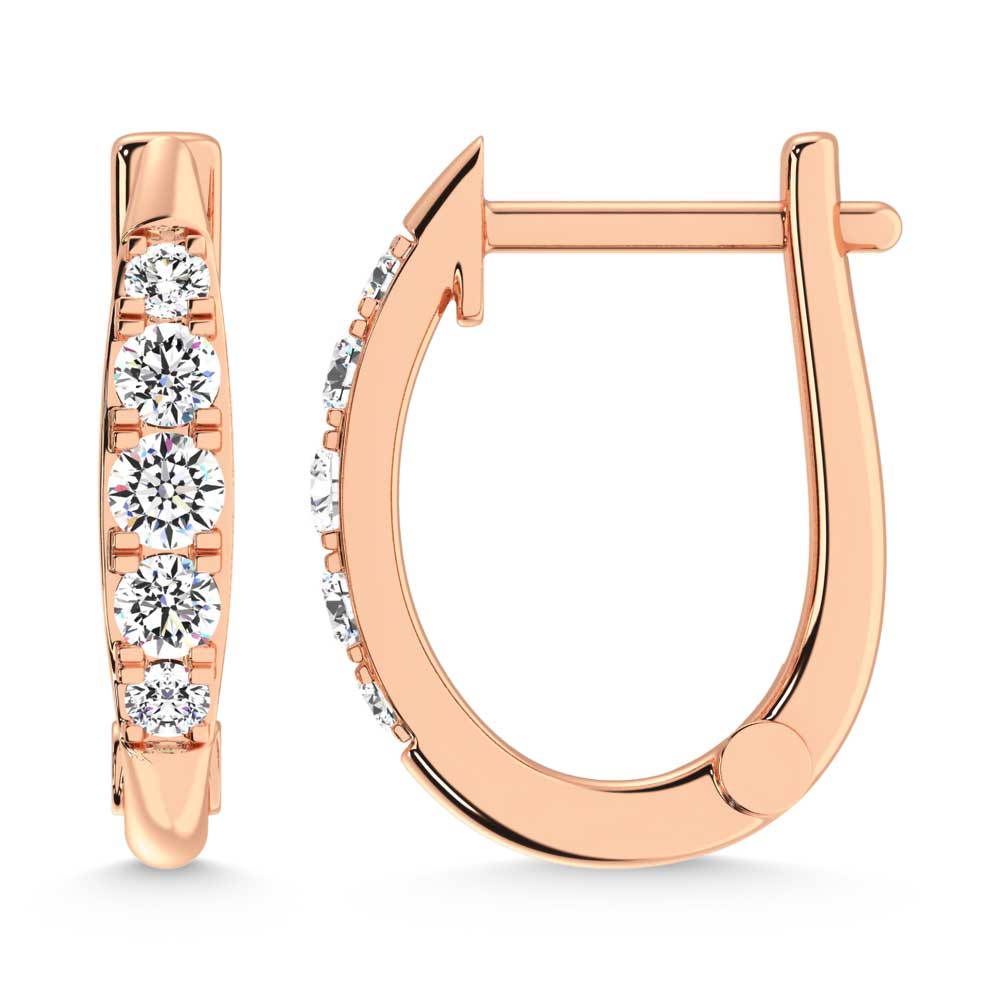 10K Rose Gold Lab Grown Diamond 1/4 Ct.Tw. Hoop Earrings