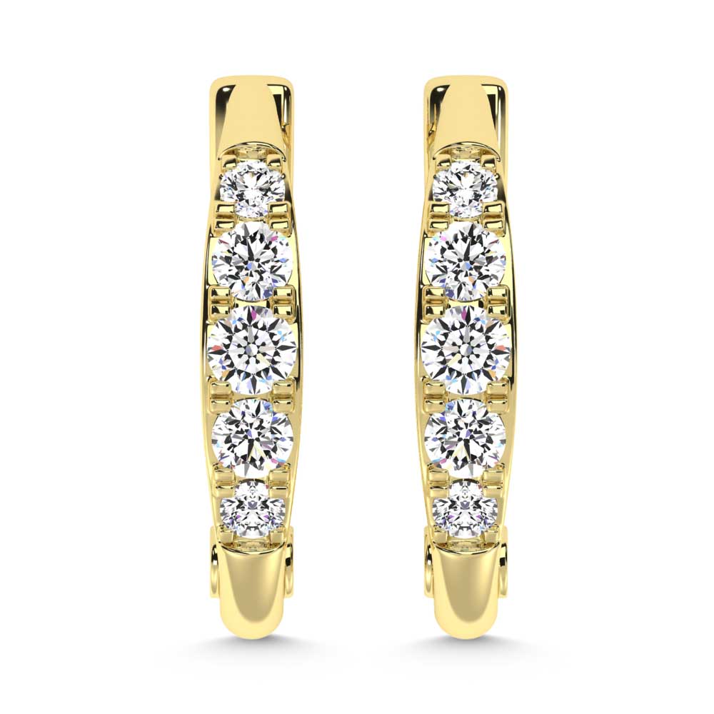 10K Yellow Gold Lab Grown Diamond 1/4 Ct.Tw. Hoop Earrings