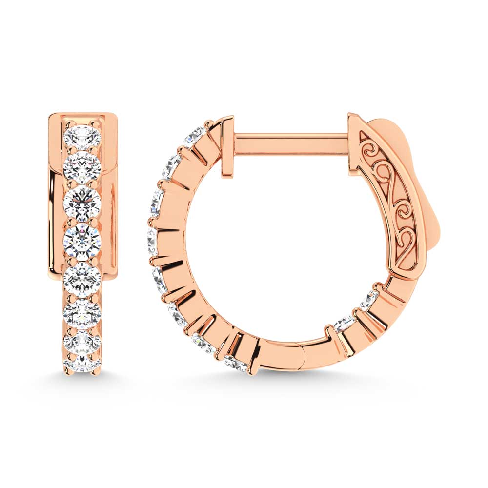 10K Rose Gold Lab Grown Diamond 1/2 Ct.Tw. Hoop Earrings