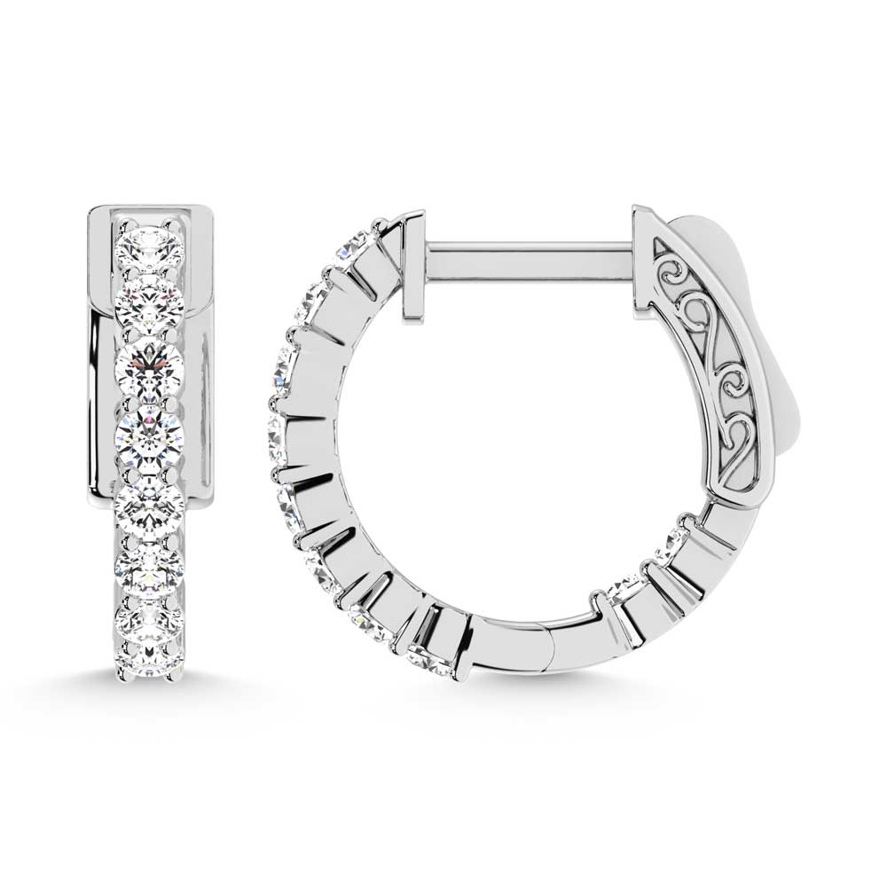 10K White Gold Lab Grown Diamond 1/2 Ct.Tw. Hoop Earrings