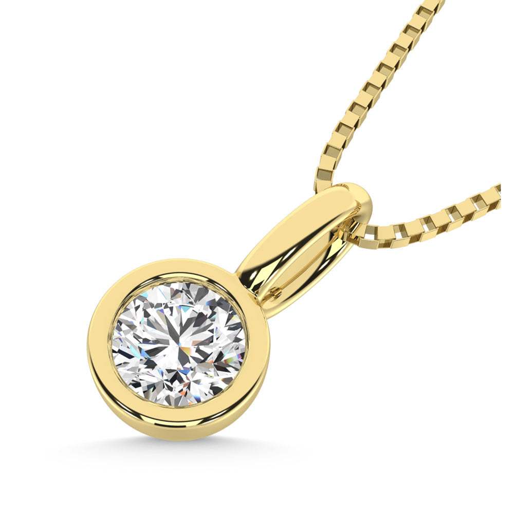 10K Yellow Gold Lab Grown Diamond 1/3 Ct.Tw. Round Shape Bezel Set Fashion Pendant