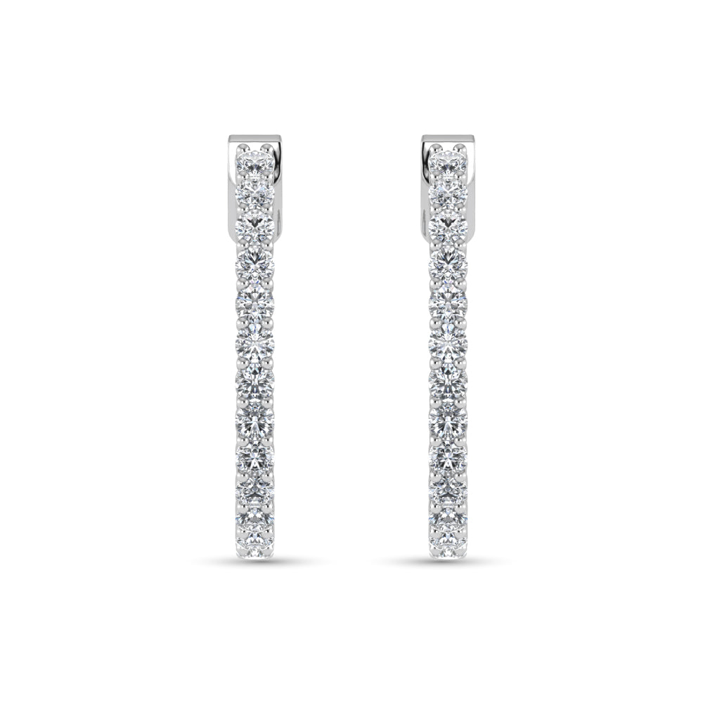 14K White Gold Lab Grown Diamond 3/4 Ct.Tw. Hoop Earrings