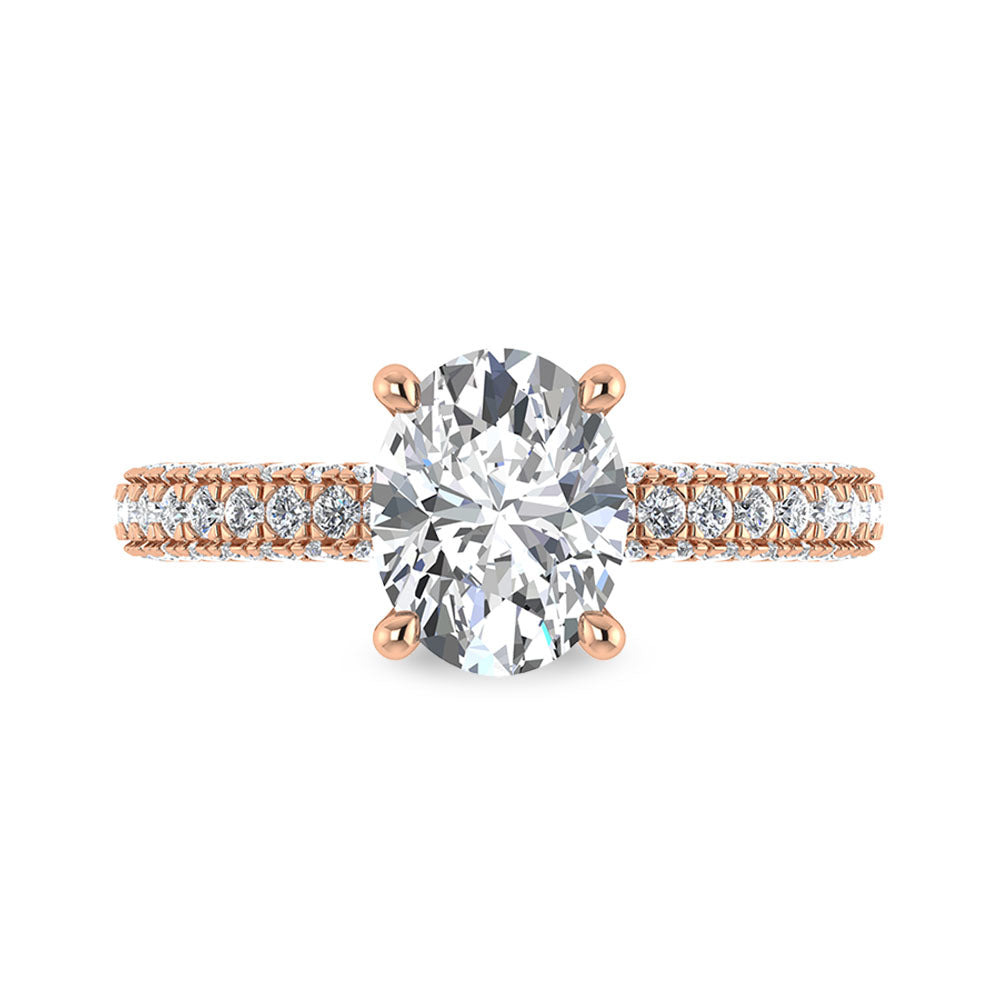 14K Rose Gold Lab Grown Diamond 3 Ct.Tw. IGI Certified Oval Shape Halo Engagement Ring (Center 2CT)