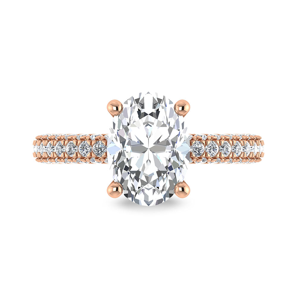 14K Rose Gold Lab Grown Diamond 4 Ct.Tw. IGI Certified Oval Shape Halo Engagement Ring (Center 3CT)