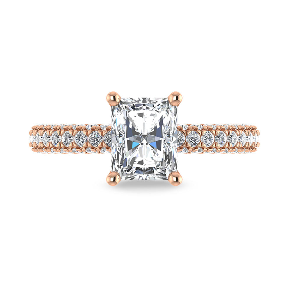 14K Rose Gold Lab Grown Diamond 3 Ct.Tw. IGI Certified Radiant Shape Halo Engagement Ring (Center 2CT)