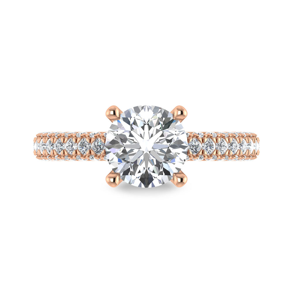 14K Rose Gold Lab Grown Diamond 3 Ct.Tw. IGI Certified Round Shape Halo Engagement Ring (Center 2CT)