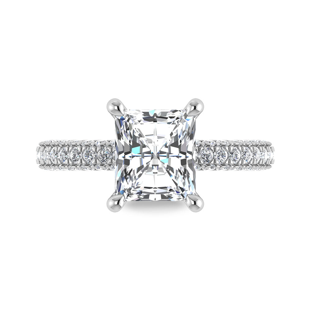 14K White Gold Lab Grown Diamond 4 Ct.Tw. IGI Certified Radiant Shape Halo Engagement Ring (Center 3CT)