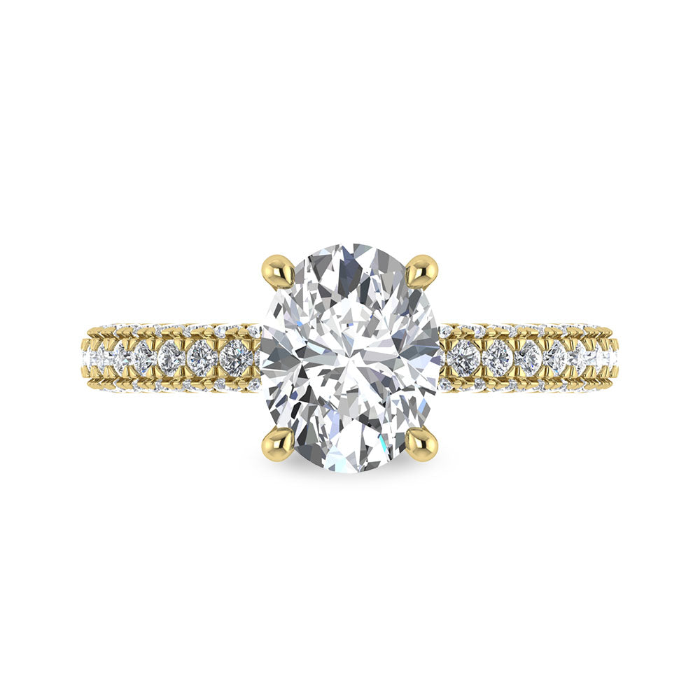 14K Yellow Gold Lab Grown Diamond 3 Ct.Tw. IGI Certified Oval Shape Halo Engagement Ring (Center 2CT)