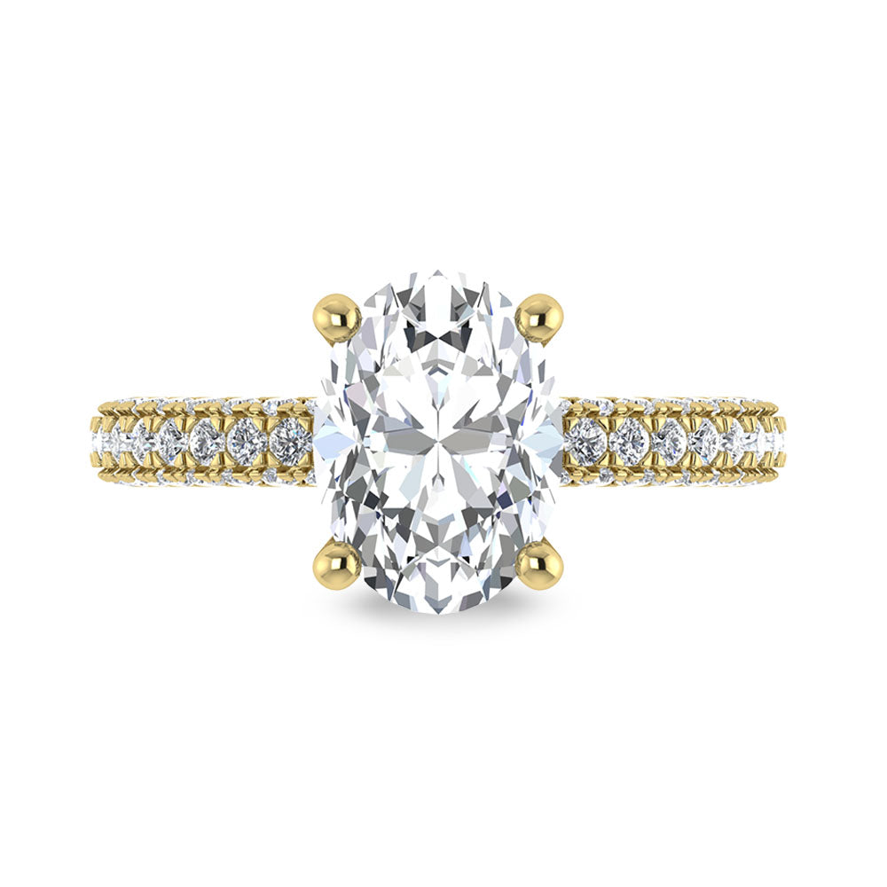 14K Yellow Gold Lab Grown Diamond 4 Ct.Tw. IGI Certified Oval Shape Halo Engagement Ring (Center 3CT)