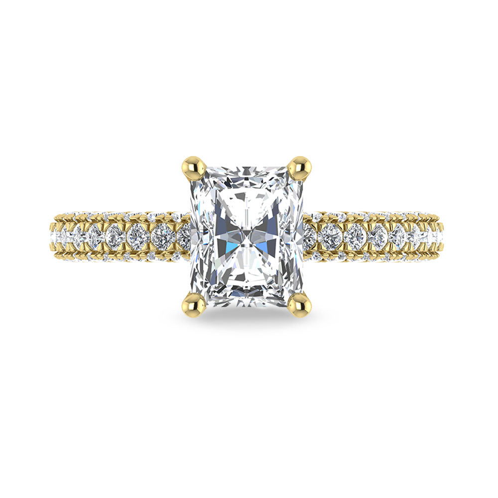 14K Yellow Gold Lab Grown Diamond 3 Ct.Tw. IGI Certified Radiant Shape Halo Engagement Ring (Center 2CT)