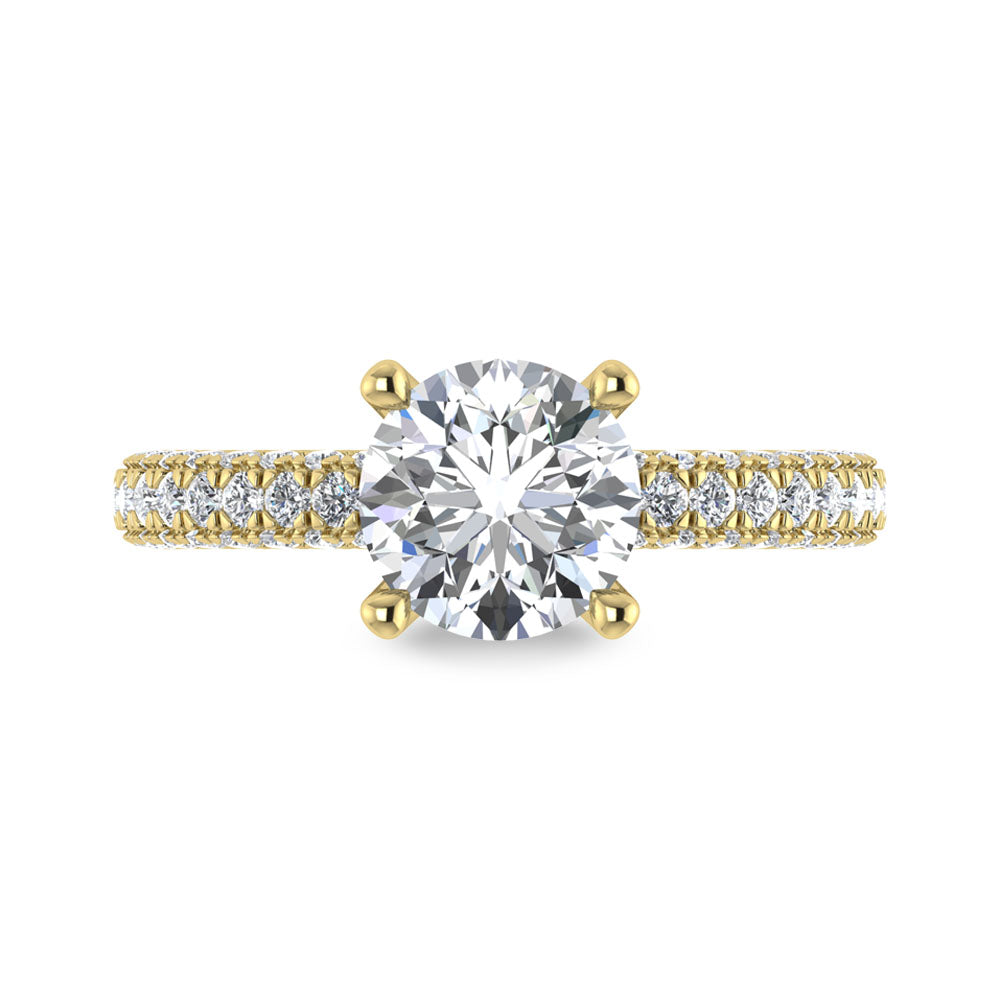 14K Yellow Gold Lab Grown Diamond 3 Ct.Tw. IGI Certified Round Shape Halo Engagement Ring (Center 2CT)