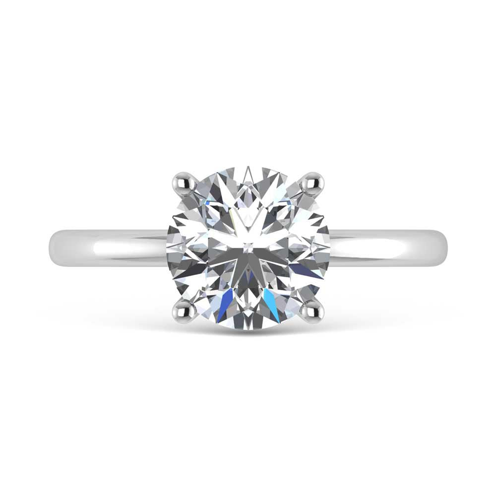 14K White Gold Lab Grown Diamond 2 1//20 Ct.Tw. Round Shape Halo Engagement Ring (Center 2CT)