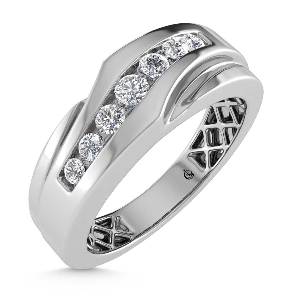 10K White Gold Lab Grown Diamond 1/4 Ct.Tw. Mens Band