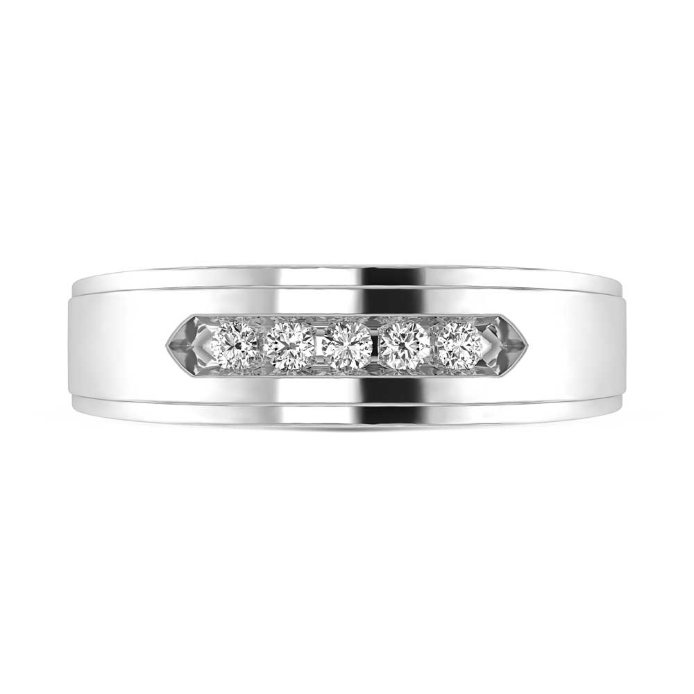 10K White Gold Lab Grown Diamond 1/4 Ct.Tw. Mens Band