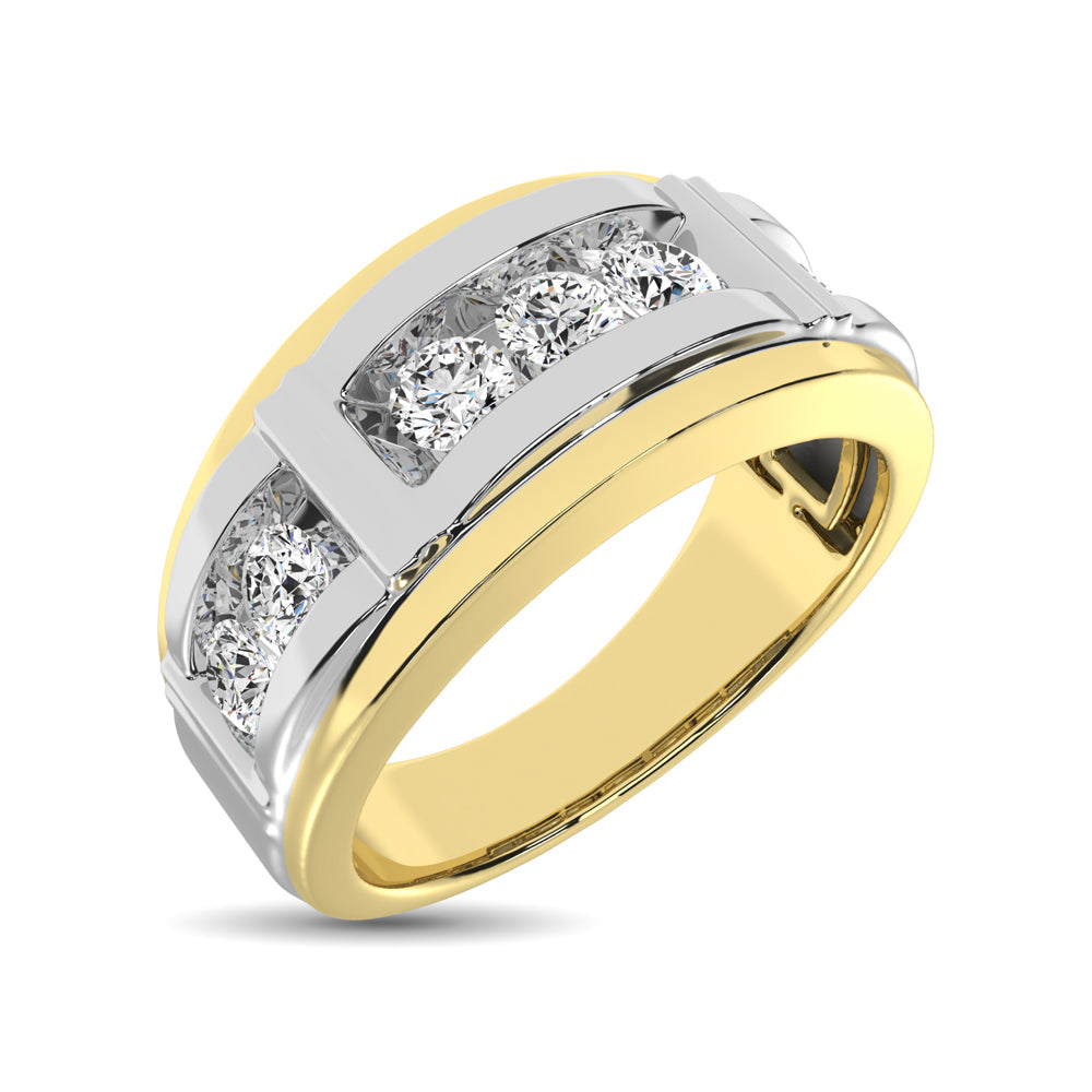 10K White Gold With Yellow Gold Accent Lab Grown Diamond 1/2 Ct.Tw. Mens Ring